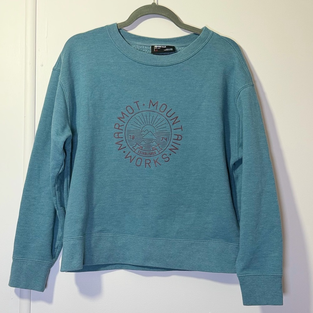 Marmot Mountain Works Crewneck Sweatshirt, women’s Large, Blue